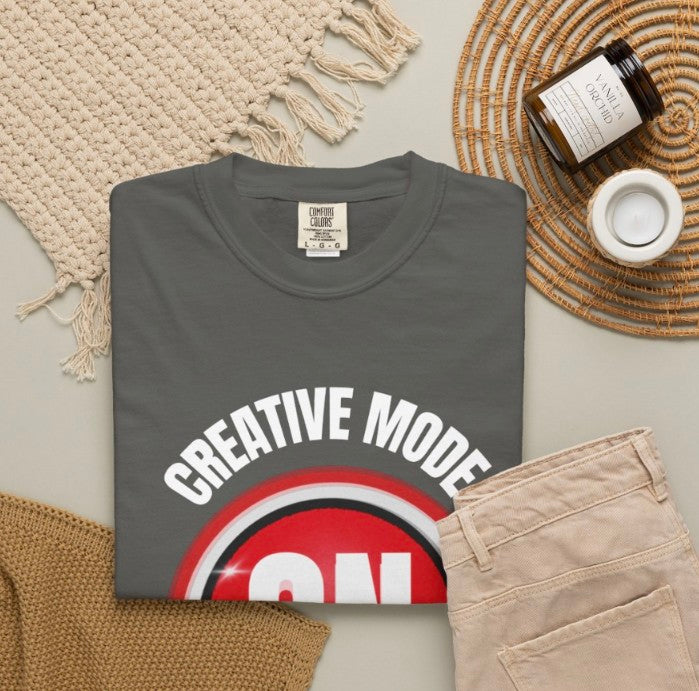 Creative Mode On T-Shirt  Unisex Soft Style Tee, Graphic Gamer/Artist Tee