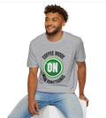 Coffee Mode On Tee Shirt, On Power Button Graphic Tee for Coffee Lovers